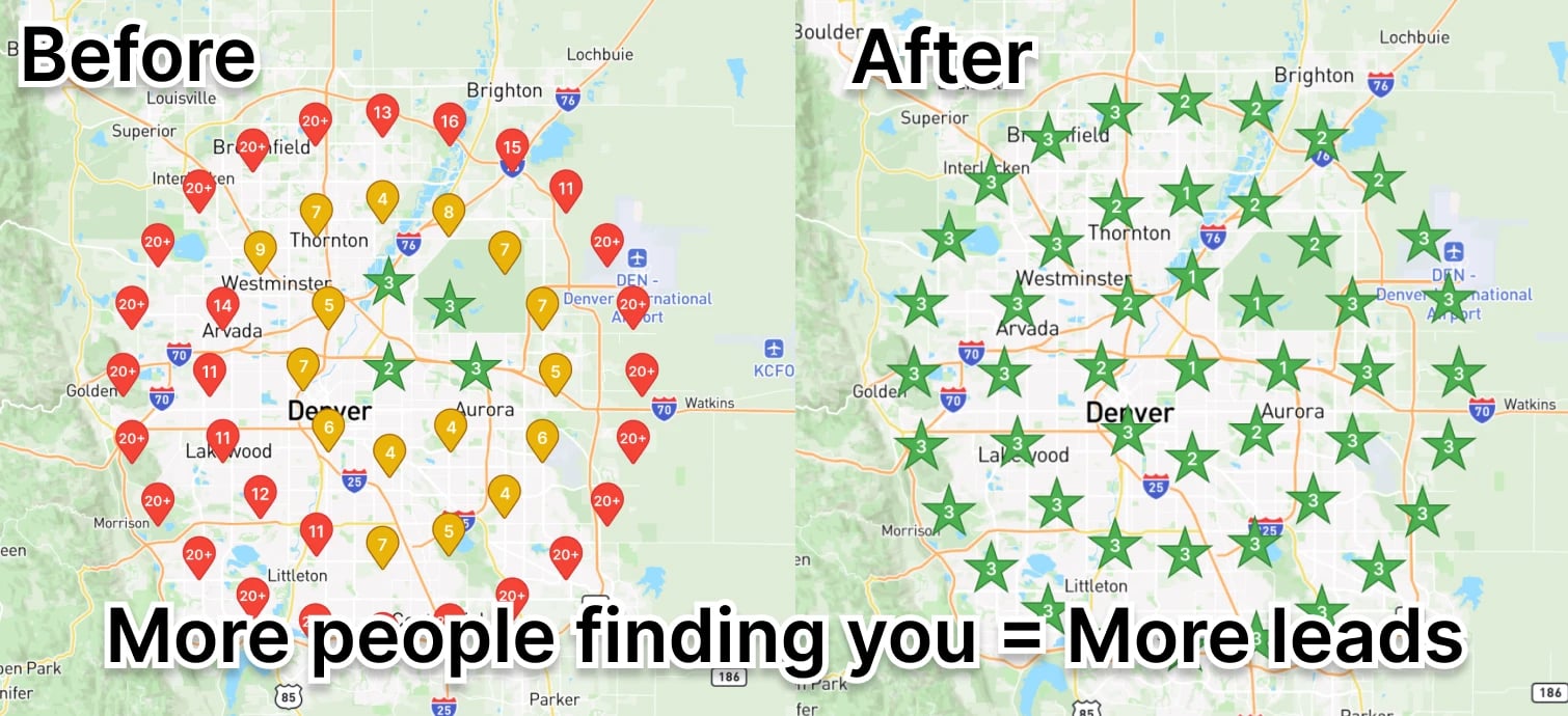Local SEO before and after results showing improved Google Maps ranking