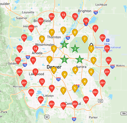 Geographic Google ranking grid showing where a business ranks across its service area